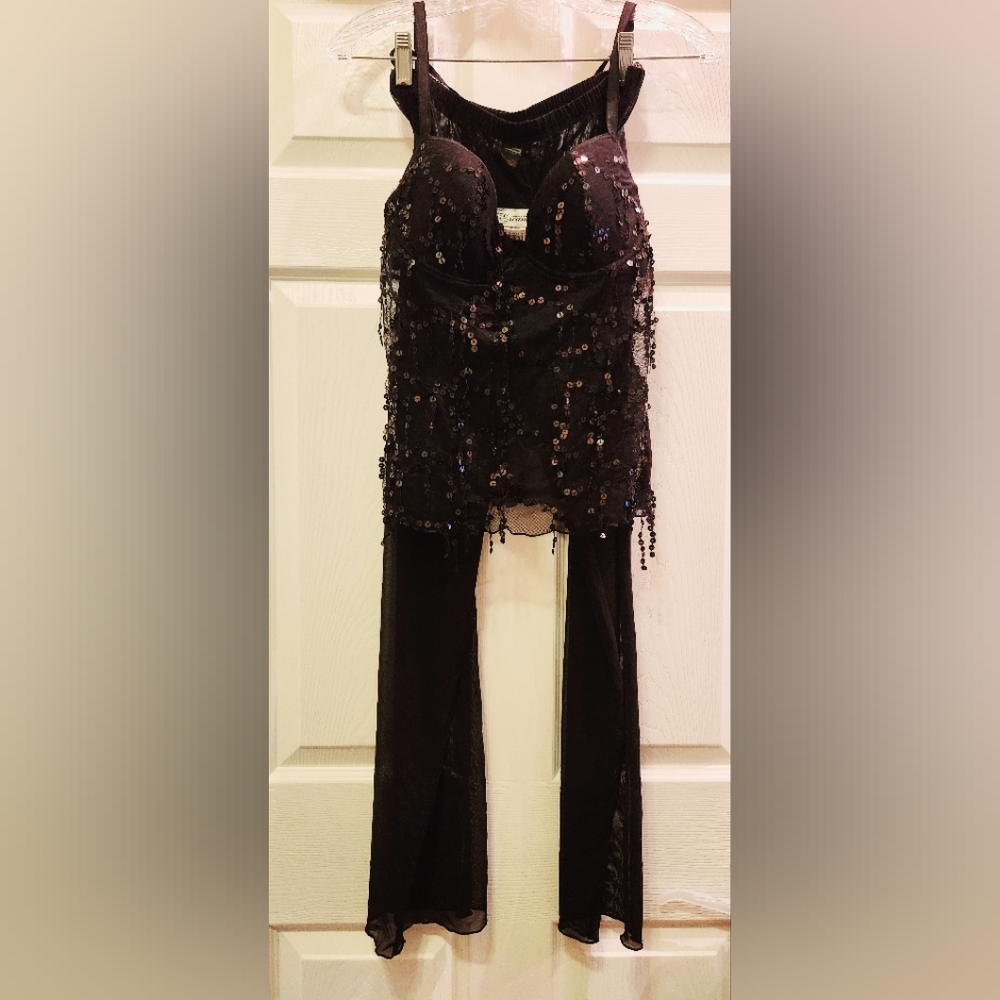 Black Sequin Camisole Sleepwear Set